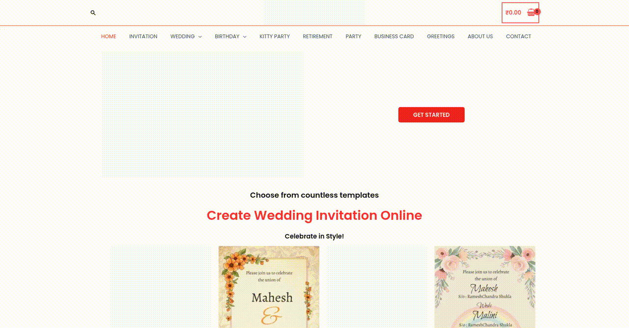 Business Transformation for Online Invitation Card Ordering and Customization screenshot 1